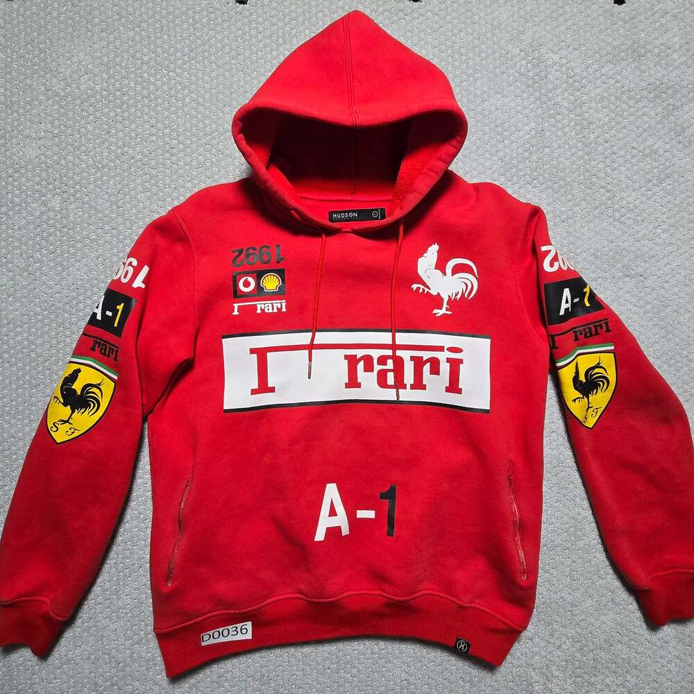 Hudson Outerwear Ferrari-Inspired Graphic Print Pullover Hoodie Red